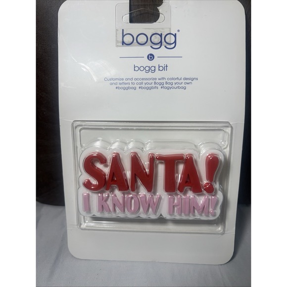 Bogg Bit Charm – Holiday Christmas Bogg Bag Accessory Santa I Know Him! - Picture 1 of 3